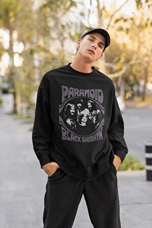 Black Sabbath Rock Metal Baskılı Unisex Oversize Paranoid Sweatshirt