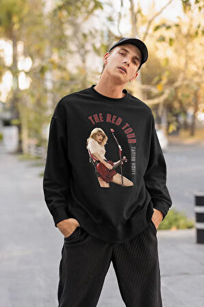 Taylor Swift The Red Tour Baskılı Unisex Oversize Şarkıcı Sweatshirt
