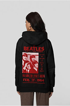 The Beatles Müzik Grubu Baskılı Unisex Oversize 1964 Hoodie