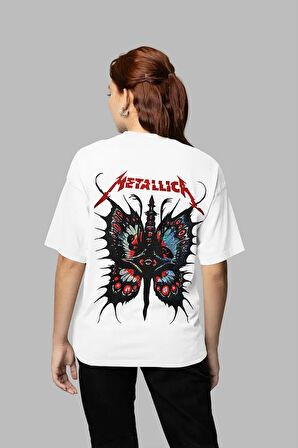 Metallica Baskılı Unisex Oversize Müzik Grubu Tişört