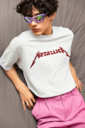 Metallica Baskılı Unisex Oversize Müzik Grubu Tişört