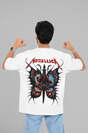 Metallica Baskılı Unisex Oversize Müzik Grubu Tişört