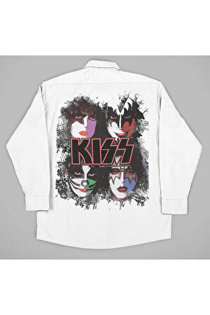Kiss Rock Metal Müzik Grubu Baskılı Unisex Gömlek