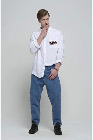 Kiss Rock Metal Müzik Grubu Baskılı Unisex Gömlek