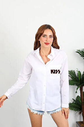 Kiss Rock Metal Müzik Grubu Baskılı Unisex Gömlek