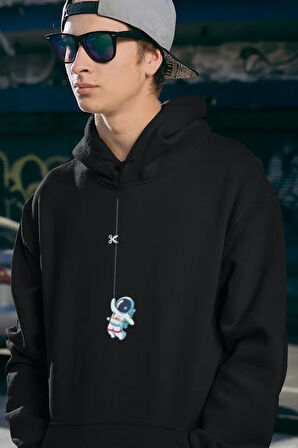 Tasarım Astronaut Baskılı Unisex Oversize Hoodie