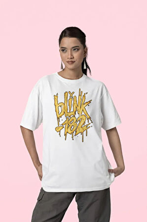 Grafiti Baskılı Blink-182 Baskılı Unisex Oversize Tişört