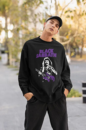 Black Sabbath Baskılı Unisex Oversize Müzik Grubu Sweatshirt