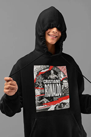 Criistiano Ronaldo Baskılı Unisex Oversize Futbolcu Hoodie