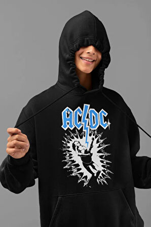 Rock Metal Müzik Grubu Baskılı Unisex Oversize AC DC Hoodie
