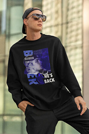 Justin Bieber He Is Back Yazılı Unisex Oversize Şarkıcı Sweatshirt