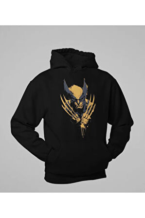 Tasarım Wolverine Baskılı Unisex Oversize Marvel Hoodie