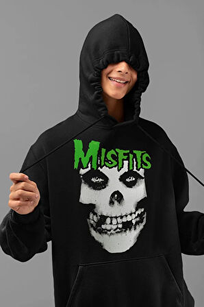Tasarım Misfits Baskılı Unisex Oversize Müzik Grubu Hoodie