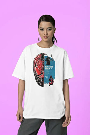 Örümcek Adam 2 Film Afişi Baskılı Unisex Tişört, Oversize Marvel Tişört