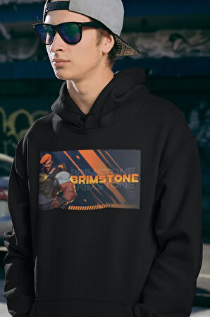 Brimstone Smoke Baskılı Unisex Oversize Vvalorant Hoodie