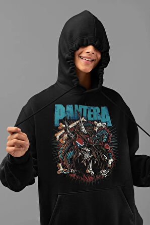 Pantera Baskılı Unisex Oversize Rock Metal Hoodie