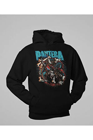 Pantera Baskılı Unisex Oversize Rock Metal Hoodie