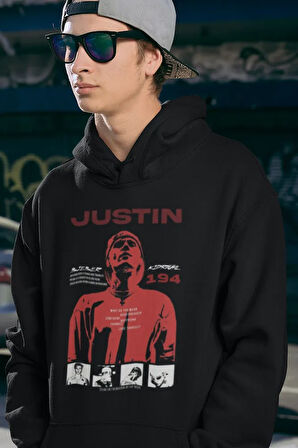 Justin Bieber Baskılı Unisex Oversize Şarkıcı Hoodie