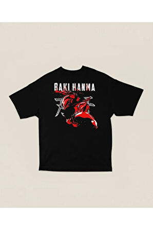 Anime Karakter Baki Hanma Baskılı Unisex Oversize Tişört