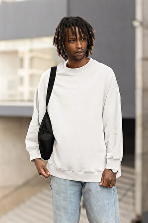 Düz Basic Unisex Oversize Baskısız Sweatshirt