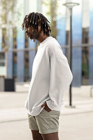 Düz Basic Unisex Oversize Baskısız Sweatshirt