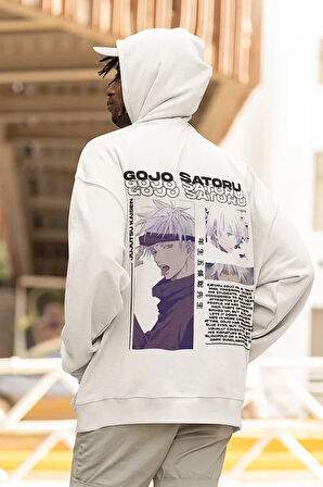 Anime Karakter Gojo Satoru Baskılı Unisex Oversize Jujutsu Kaisen Hoodie