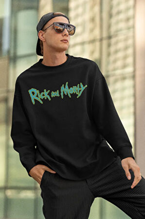 Rick And Morty Yazılı Unisex Oversize Çizgi Film Sweatshirt