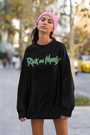 Rick And Morty Yazılı Unisex Oversize Çizgi Film Sweatshirt