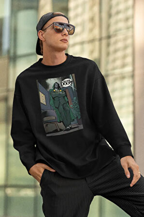 Doctor Doom Baskılı Unisex Oversize Marvel Sweatshirt