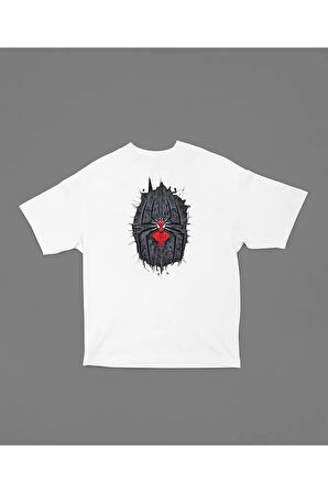 Tasarım Spider-Man Baskılı Unisex Tişört, Oversize Marvel Örümcek Adam Tişört