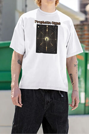 Prophetic Signs Baskılı Unisex Tişört, Oversize Tişört