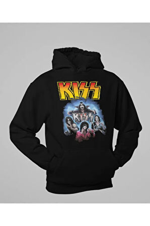 Kiss Müzik Grubu Baskılı Unisex Oversize Rock Metal Hoodie