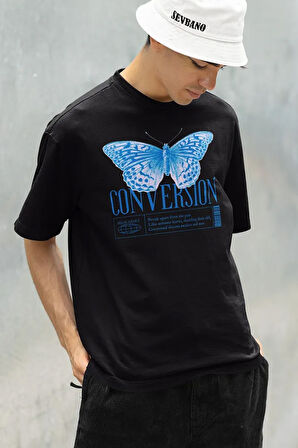 Butterfly Conversion Tasarım Baskılı Unisex Oversize Tişört