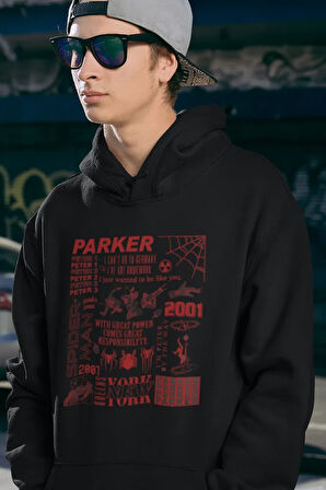 Parker Spider-Man Baskılı Unisex Oversize Örümcek Adam Hoodie