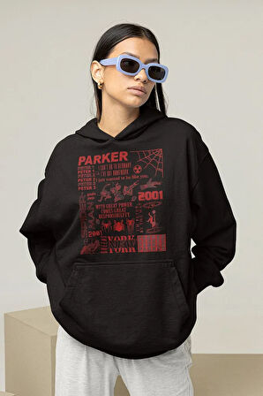 Parker Spider-Man Baskılı Unisex Oversize Örümcek Adam Hoodie