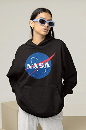 Nasa Baskılı Unisex Oversize Hoodie