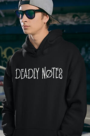 Deadly Notes Yazılı Unisex Oversize Anime Hoodie