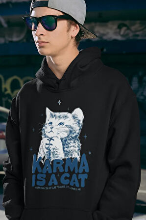 Karma Is A Cat Yazılı Unisex Oversize Taylor Swift Hoodie