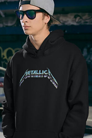 Metallica Yazılı Unisex Oversize Hoodie