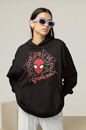 This Looks Like A Job For Spider-Man Yazılı Unisex Hoodie, Oversize Örümcek Adam Sweatshirt
