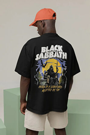 Black Sabbath Müzik Grubu Baskılı Unisex Oversize Rock Metal Tişört