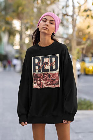 Taylor Swift Red Baskılı Unisex Oversize Sweatshirt