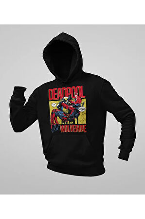 Deadpool x Wolverine Baskılı Unisex Oversize Marvel Karakter Hoodie