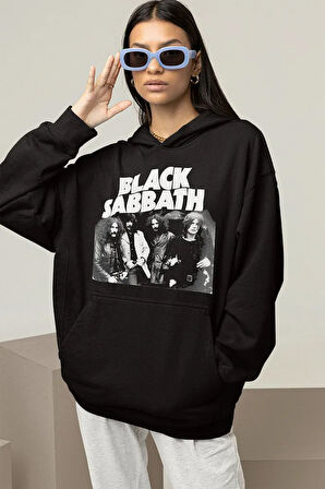 Müzik Grubu Black Sabbath Baskılı Unisex Oversize Rock Metal Hoodie