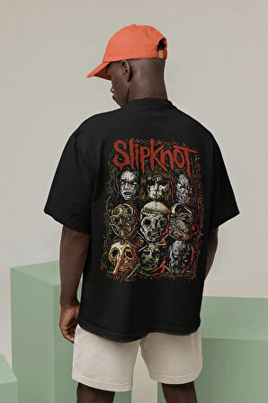 Müzik Grubu Slipknot Baskılı Unisex Oversize Rock Metal Tişört
