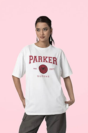 Parker 2001 Queens Yazılı Unisex Oversize Örümcek Adam Tişört