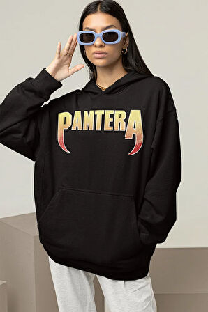 Pantera Baskılı Unisex Oversize Rock Metal Grubu Hoodie