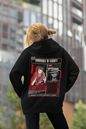 Monkey D. Luffy Karakter Baskılı Unisex Oversize Anime Hoodie