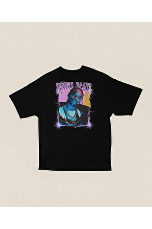 Şarkıcı Travis Scott Baskılı Unisex Oversize Rapper Tişört