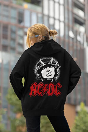 AC DC Müzik Grubu Baskılı Unisex Oversize Rock Metal Hoodie